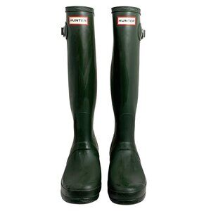 HUNTER Original Tall Womens Size 8 Green Outdoor Waterproof Knee High Rain Boots